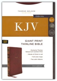 KJV Thinline Bible Giant Print Leathersoft Brown Red Letter Comfort Print