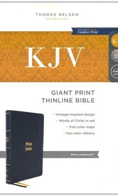 KJV Bible, Giant Print Thinline Bible, Vintage Series, Leathersoft, Black, Red Letter, Comfort Print