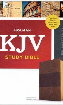KJV Study Bible Full-Color Saddle Brown LeatherTouch Red Letter